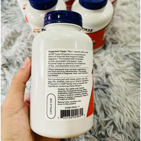 Viên uống Now Super Enzymes |90/180 viên| Giảm gánh nặng & tối ưu hóa quá trình tiêu hóa - Khắc phục các chứng khó tiêu/đầy hơi [SP Chuẩn Mỹ không tem]