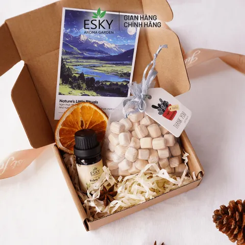 [Tặng tinh dầu] Túi Thơm Hạt Gỗ ESKY Aroma Garden Túi Thơm Treo Ô tô, Khử Mùi Tủ Quần Áo