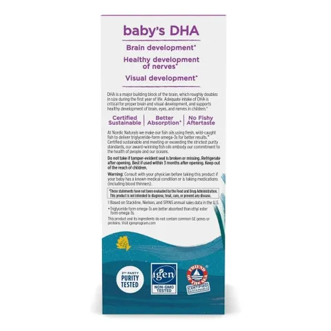 Nordic Naturals Baby's DHA - Dung dịch hỗ trợ cải thiện thị lực cho trẻ từ 0 tháng tuổi chính hãng sản xuất Mỹ