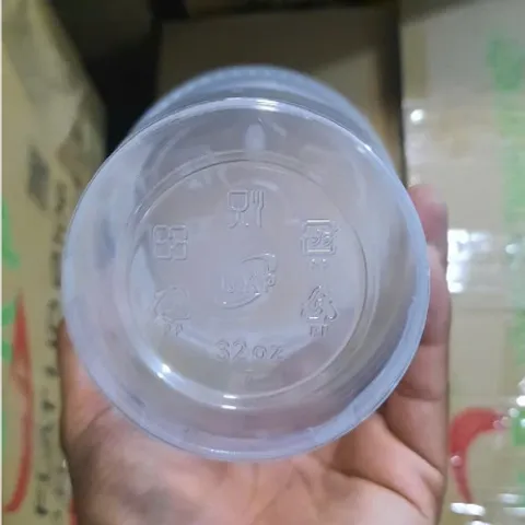 Ly Nhựa 1000ml 2 Tầng 32oz Trong Suốt, Ly Trà Sữa Trà Trái Cây Cà Phê Có Nắp