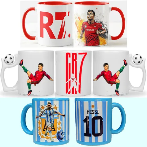 Cốc sứ ly sứ hình cầu thủ Ronaldo CR7 và Messi quà tặng cho bạn yêu bóng đá