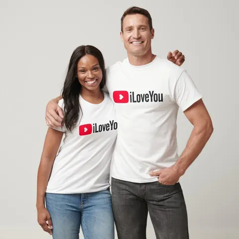 Áo thun YouTube thiết kế in logo biến tấu sáng tạo độc đáo, quà tặng áo cặp tình yêu