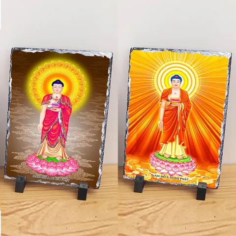Tranh đá tự nhiên in hình đức Phật A Di Đà