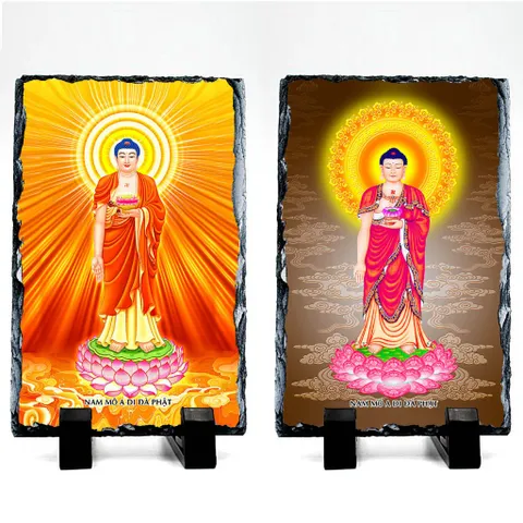 Tranh đá tự nhiên in hình đức Phật A Di Đà