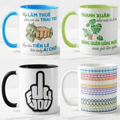 Ly sứ cốc sứ in hình hài hước vui nhộn troll trêu chọc bạn bè