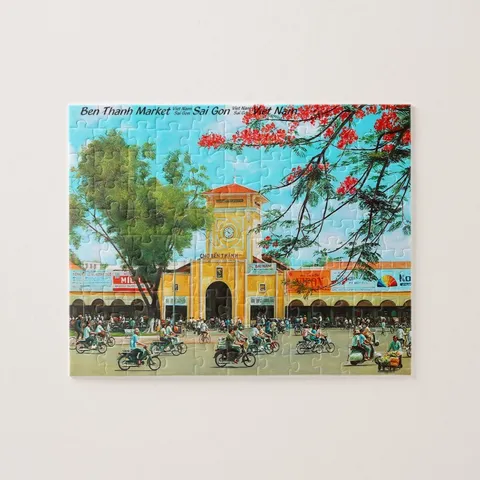 Tranh ghép Puzzle 30x20cm có 80 mảnh in tranh vẽ danh lam thắng cảnh quê hương Việt Nam