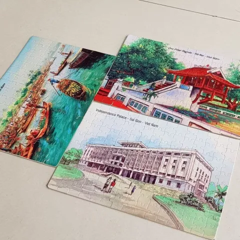 Tranh ghép Puzzle 30x20cm có 80 mảnh in tranh vẽ danh lam thắng cảnh quê hương Việt Nam