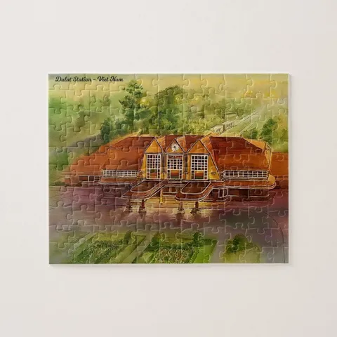 Tranh ghép Puzzle 30x20cm có 80 mảnh in tranh vẽ danh lam thắng cảnh quê hương Việt Nam