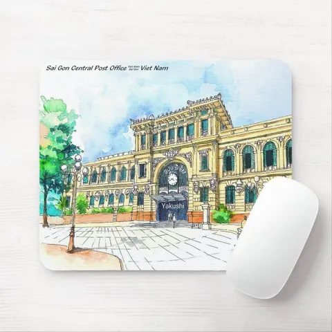 Miếng lót chuột,bàn di chuột máy tính mouse pad 25x20cm,in tranh vẽ danh lam thắng cảnh quê hương Việt Nam