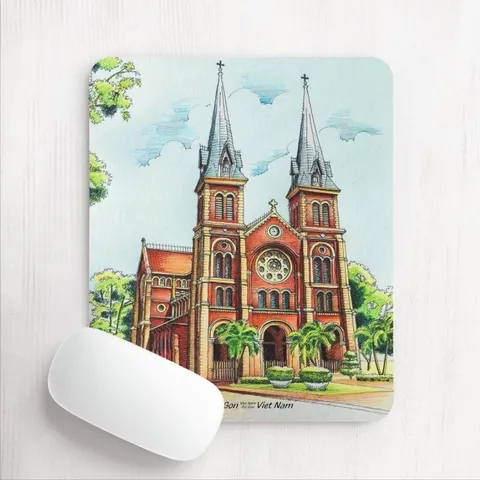 Miếng lót chuột,bàn di chuột máy tính mouse pad 25x20cm,in tranh vẽ danh lam thắng cảnh quê hương Việt Nam