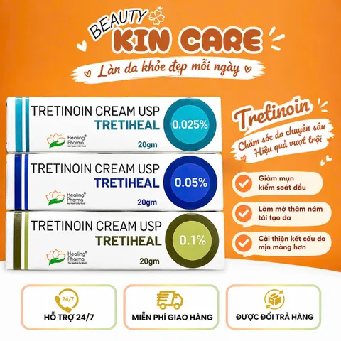 Kem Tretiheal 0.025% 0.05% 0.1% - Hỗ Trợ Mờ Thâm, Ngừa Mụn, Sáng Da, Cải Thiện Kết Cấu Da 20g