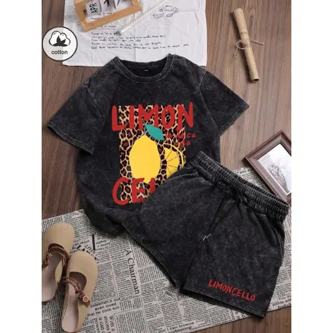 (Sale) Set bộ áo thun wash,quần short đùi nữ hãng She In
