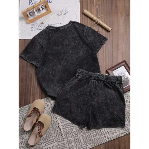 (Sale) Set bộ áo thun wash,quần short đùi nữ hãng She In