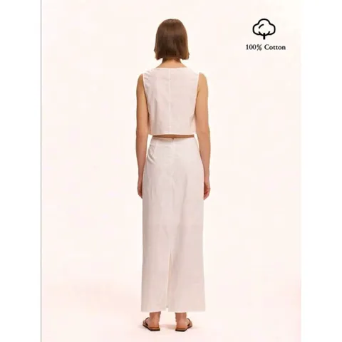 (Sale) Set bộ áo sát nách,chân váy dài nữ chất linen hãng She In