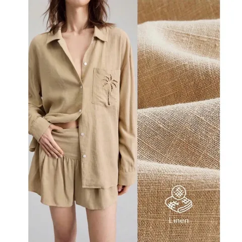 (Chính Hãng) Set bộ áo sơ mi,quần giả váy nữ du lịch,đi biển nữ chất linen hãng Ontre She In