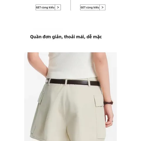 (Chính Hãng) Quần short đùi nữ kaki ống rộng hãng Semir