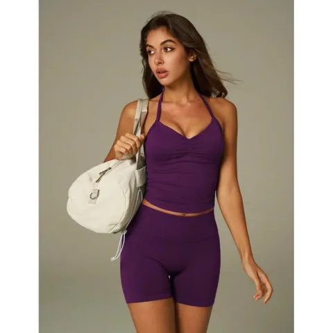 (Chính Hãng) Set bộ áo yếm bra,quần legging đùi nữ tập thể thao,gym,yoga hãng UONNOU