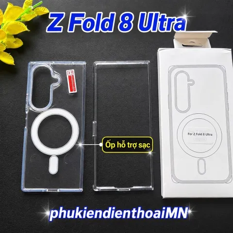 Ốp lưng Samsung Galaxy Z Fold 8 Ultra Nam Châm HỖ TRỢ SẠC Không Dây trong suốt