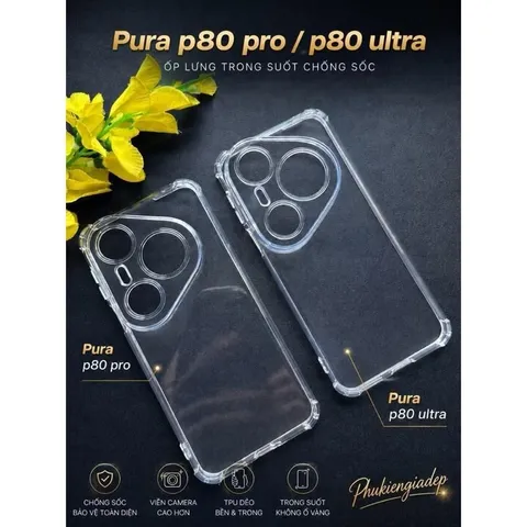 Ốp lưng Huawei P80 Pro, P80 Pro Plus, P80 Ultra dẻo chống sốc 4 góc, trong suốt