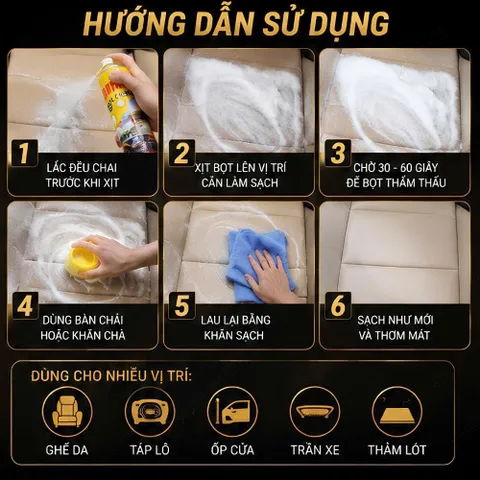 Chai vệ sinh đa năng vệ sinh nội thất ô tô Dạng Bọt Camel + Đầu bàn chải 650ML ( Mẫu mới 2026) 
