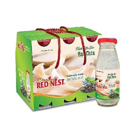 Nước yến sào chai 185ml hạt chia  xách 6 REDNEST