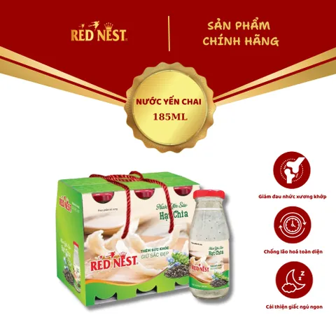 Nước yến sào chai 185ml hạt chia  xách 6 REDNEST
