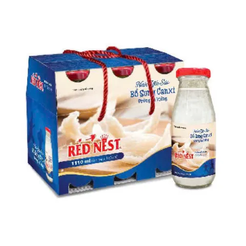 Nước yến sào chai 185ml canxi đường ăn kiêng xách 6 REDNEST