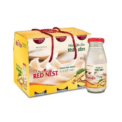 Nước yến sào chai 185ml nhân sâm xách 6 REDNEST