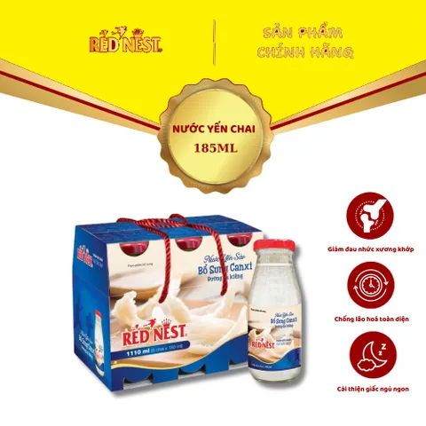 Nước yến sào chai 185ml canxi đường ăn kiêng xách 6 REDNEST 856797