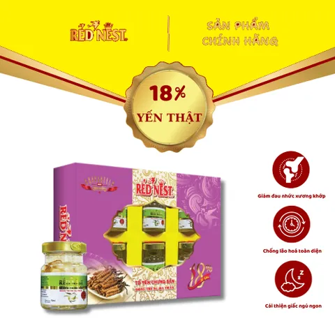 Yến sào khánh hòa chưng sẵn đông trùng hạ thảo 18% hộp quà REDNEST 856802