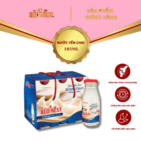 Nước yến sào chai 185ml canxi đường ăn kiêng xách 6 REDNEST 856818