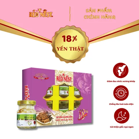 Yến sào khánh hòa chưng sẵn đông trùng hạ thảo 18% hộp quà REDNEST 856822