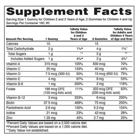 Kẹo gum dẻo Kirkland Signature Children's Daily Multivitamin Gummies |160 viên| Tăng cường đề kháng & Hỗ trợ sự tăng triển toàn diện cho trẻ từ 2 tuổi trở lên [SP Chuẩn Mỹ không tem]