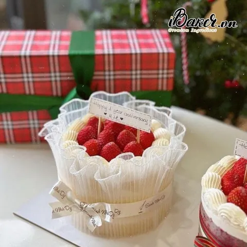 Voan lưới dập ly ngắn trang trí bánh kem