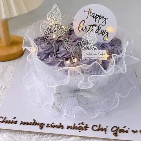 Voan lưới dập ly ngắn trang trí bánh kem