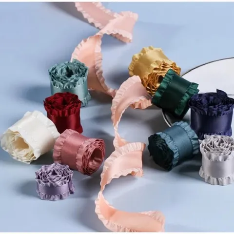 1 Cuộn Ruy băng lụa viền bèo phong cách hàn quốc