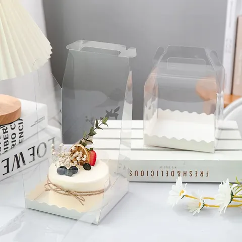 Hộp nhựa mica trong suốt kèm đế trắng gợn sóng