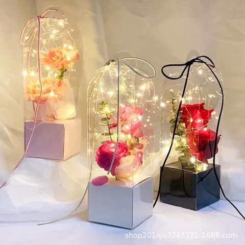 Hộp nhựa mica trong suốt hình trụ đứng cắm hoa trang trí