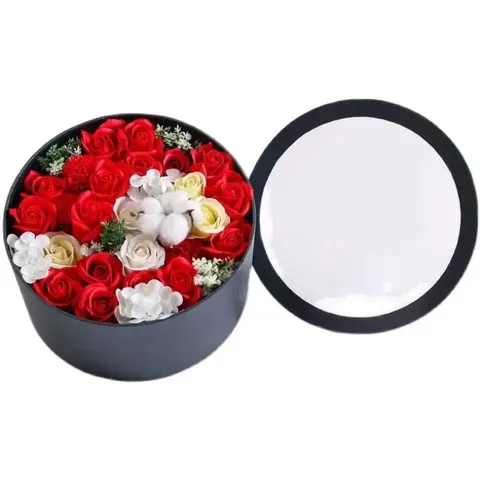 Hộp tròn mặt trong suốt đựng hoa đựng quà