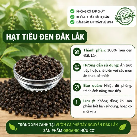 [LOẠI 1] Tiêu Đen Nguyên Hạt Đắk Lắk, Tiêu Đen Nguyên Chất Từ Vườn Tiêu Đắk Lắk - Nông Sản Sạch