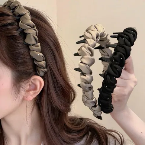 Băng Đô Cài Tóc Đính Đá Satin Cao Cấp – Băng Đô Tạo Phồng Chân Tóc Chống Trượt Phong Cách Hàn Quốc
