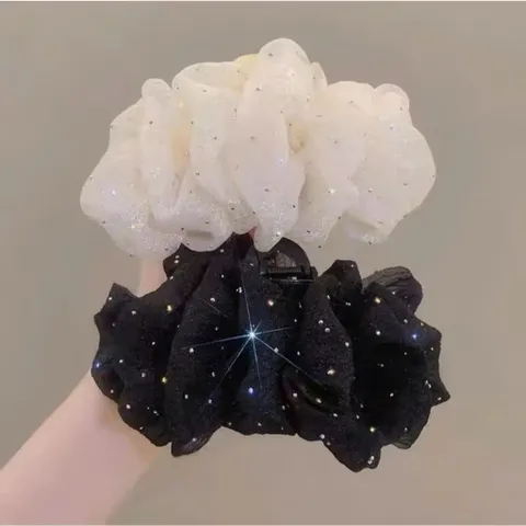 Kẹp Tóc Càng Cua Nơ Voan Nhũ Size Lớn – Kẹp Tóc Nữ Hàn Quốc Giữ Chắc Tóc, Phong Cách Thanh Lịch