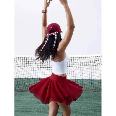 Set Thể Thao Cho Nữ Áo Đệm Mút Chân Váy Lụa Voan Bay Nhẹ Chơi Pickleball, Tenni Thoáng Mát Thấm Hút Mồ Hôis