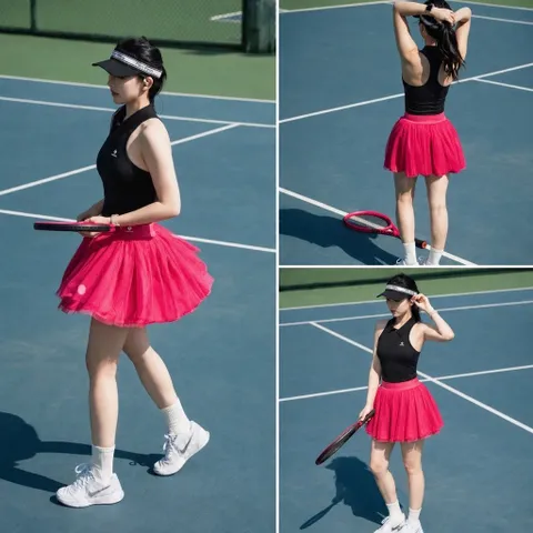 Bộ Thể Thao Nữ Pickleball Thun Lulu Áo Croptop Sát Nách Phối Chân Váy Xếp Ly Thoáng Mát
