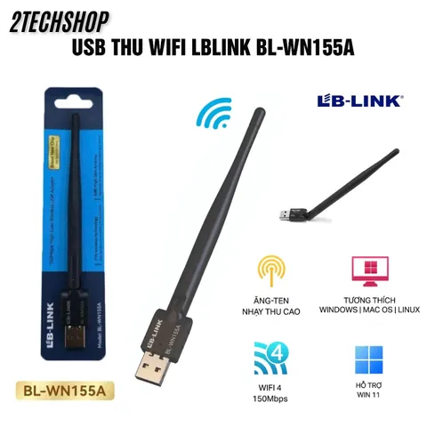 Usb Thu Wifi LBLINK BL-WN155A Có Râu - Usb Kết Nối Wifi Có Ăng ten, Tăng Tốc Độ Wifi Cho Laptop/PC