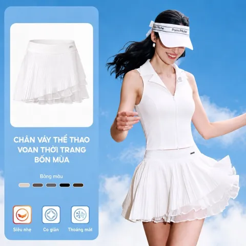 Chân váy thể thao nữ xếp ly voan[KHÁCH TĂNG 1 SIZE] dáng ngắn siêu nhẹ co giãn thoáng mát mặc tennis golf