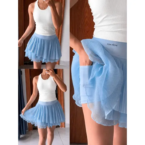 Chân váy thể thao nữ xếp ly voan[KHÁCH TĂNG 1 SIZE] dáng ngắn siêu nhẹ co giãn thoáng mát mặc tennis golf