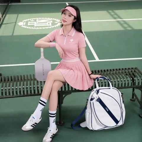 Set thể thao nữ GARNET áo polo chân váy xếp ly vải thun lạnh co giãn thoáng mát chơi tennis