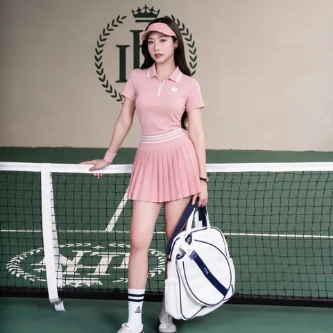 Set thể thao nữ GARNET áo polo chân váy xếp ly vải thun lạnh co giãn thoáng mát chơi tennis