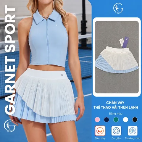 Chân váy thể thao nữ xếp ly 2 tầng vải thun lạnh co giãn thoáng mát mặc tennis golf